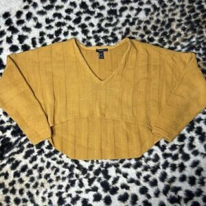 Forever 21 Mustard Cropped Knit Sweater L